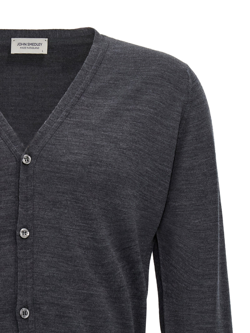 JOHN SMEDLEY Petworth Gray Wool Cardigan for Men