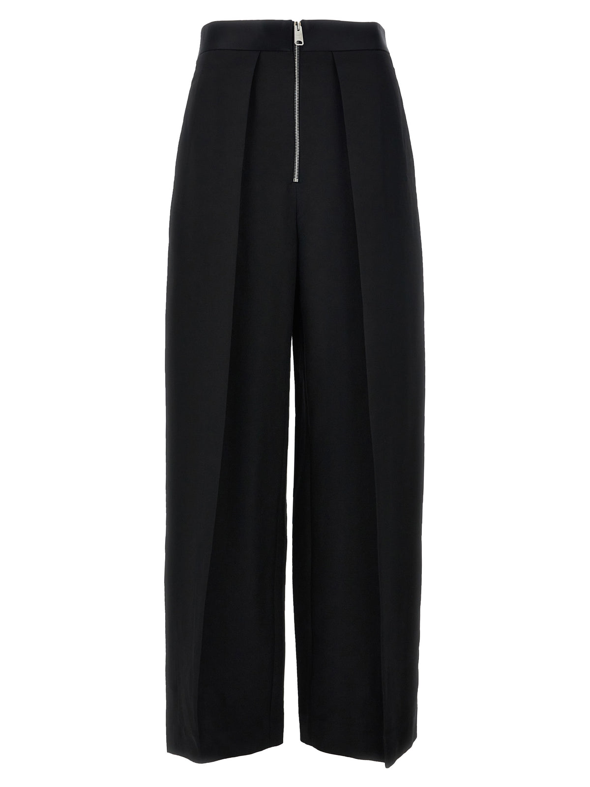 Khaite Black Viscose Wide-Leg Casual Pants