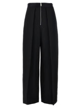 Khaite Black Viscose Wide-Leg Casual Pants