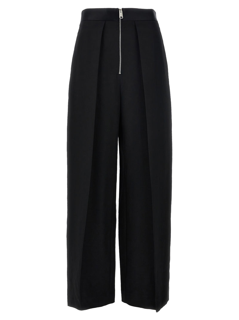 Khaite Black Viscose Wide-Leg Casual Pants