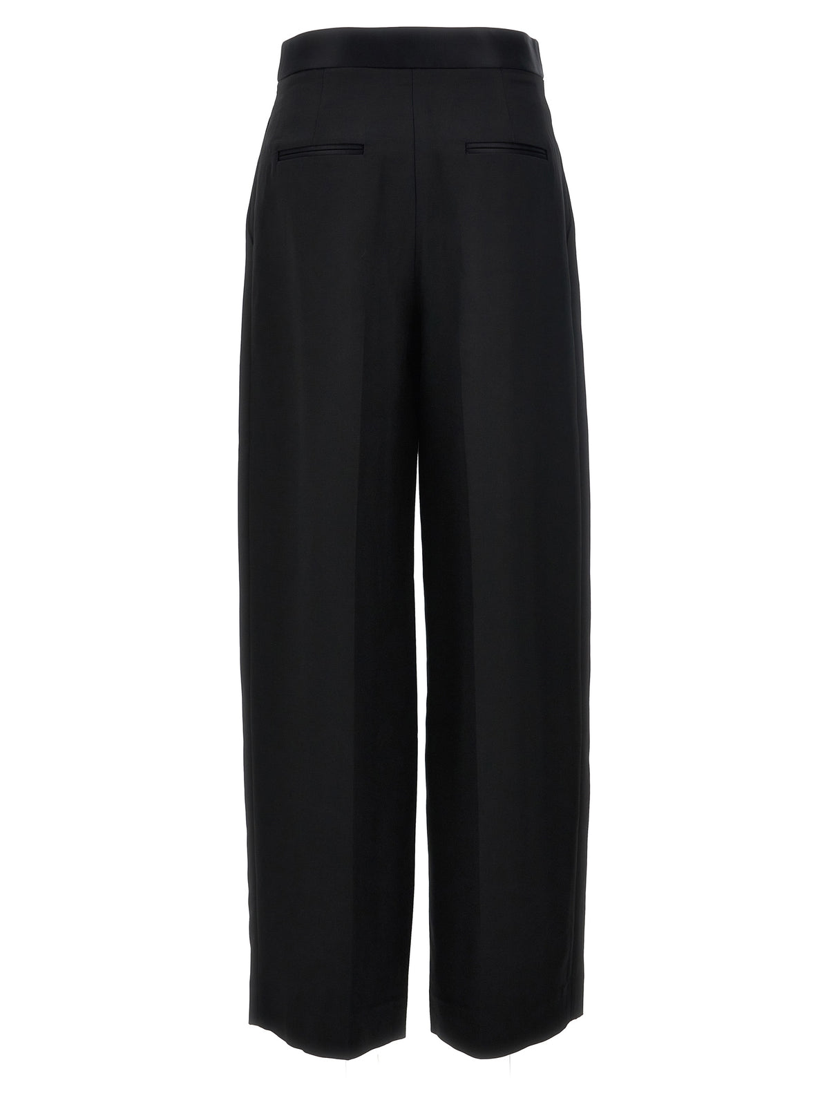 Khaite Black Viscose Wide-Leg Casual Pants