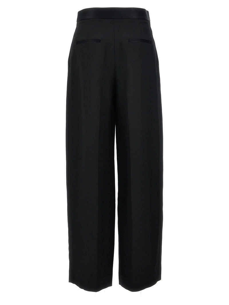 Khaite Black Viscose Wide-Leg Casual Pants