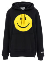 Moschino Black Cotton Hoodie with Smiley Embroidery