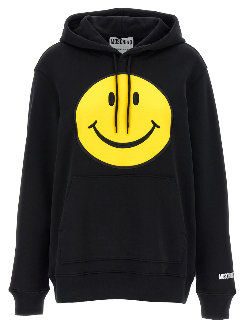 Moschino Black Cotton Hoodie - Smiley Design