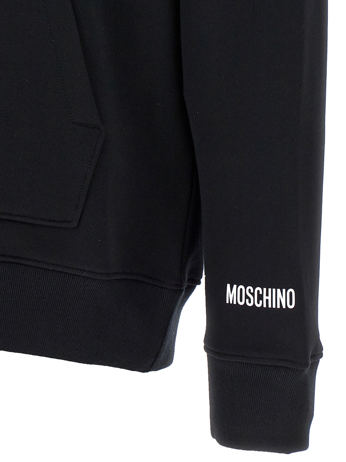 Moschino Black Cotton Hoodie with Smiley Embroidery