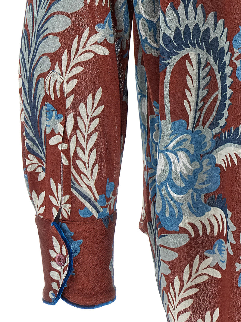 Etro Multicolor Viscose Blouse - Floral Foliage Crepe Jersey Shirt