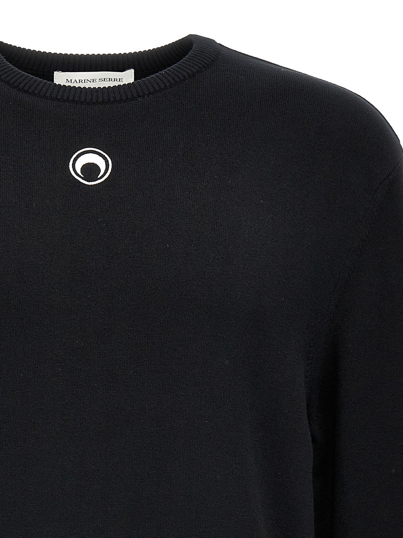 Marine Serre Black Viscose Cardigan with Moon Logo