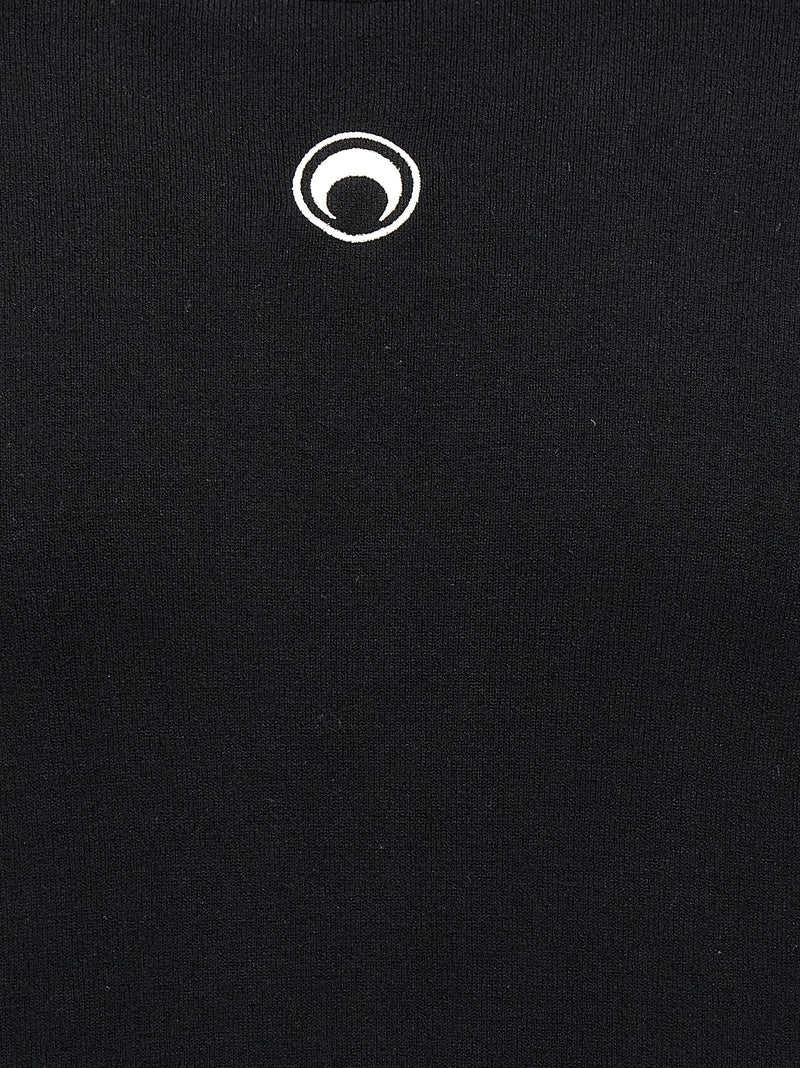 Marine Serre Black Viscose Cardigan with Moon Logo