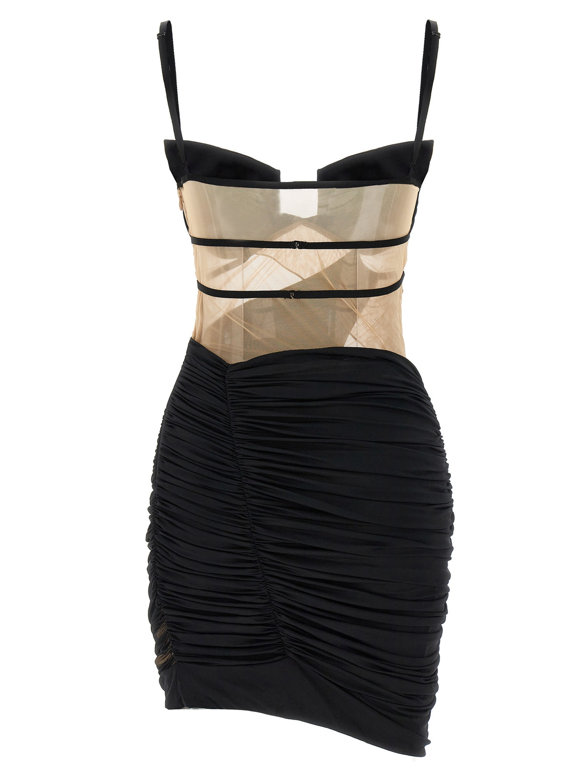 Nensi Dojaka Black Viscose Short Dress - Drapped Mini Dress