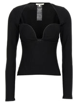 Nensi Dojaka Black Viscose Bustier Tank Top