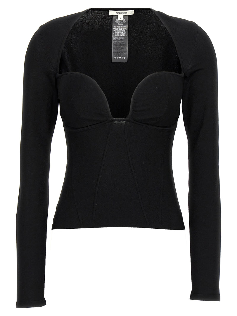 Nensi Dojaka Black Viscose Bustier Tank Top