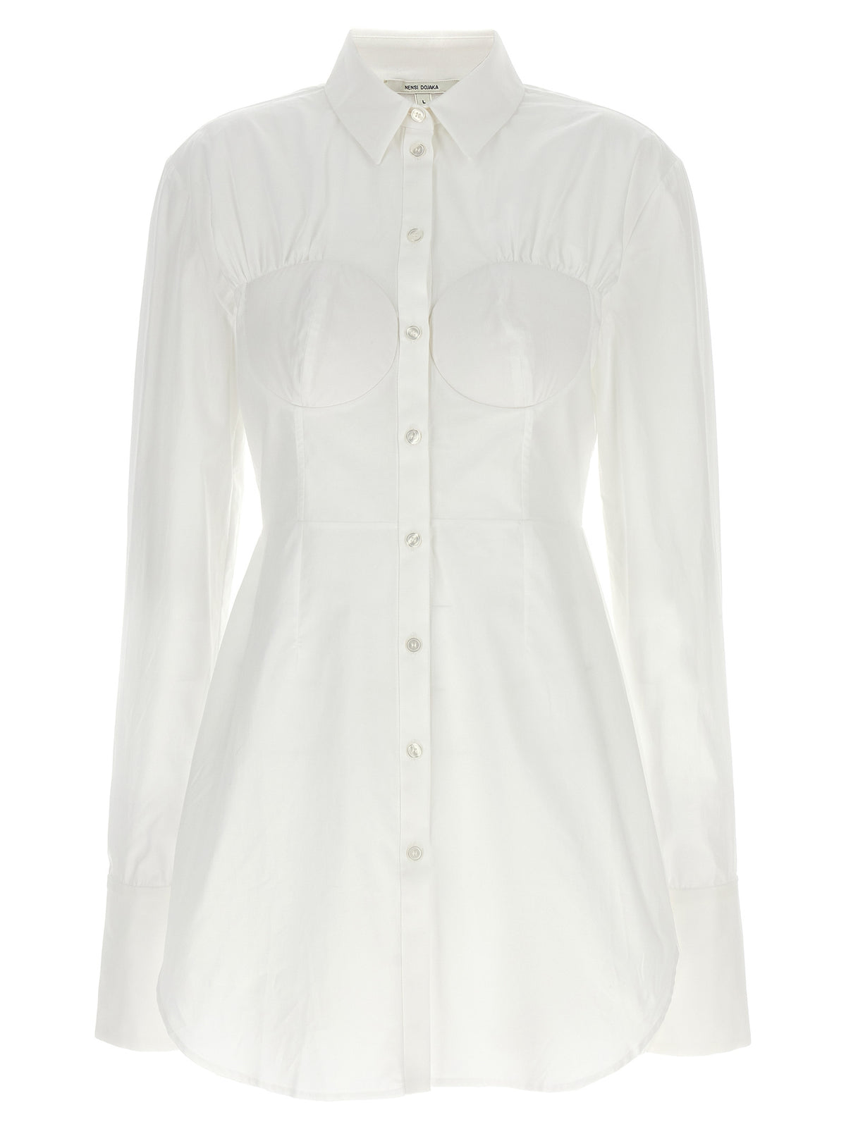 Nensi Dojaka White Cotton Blouse - Hybrid Design
