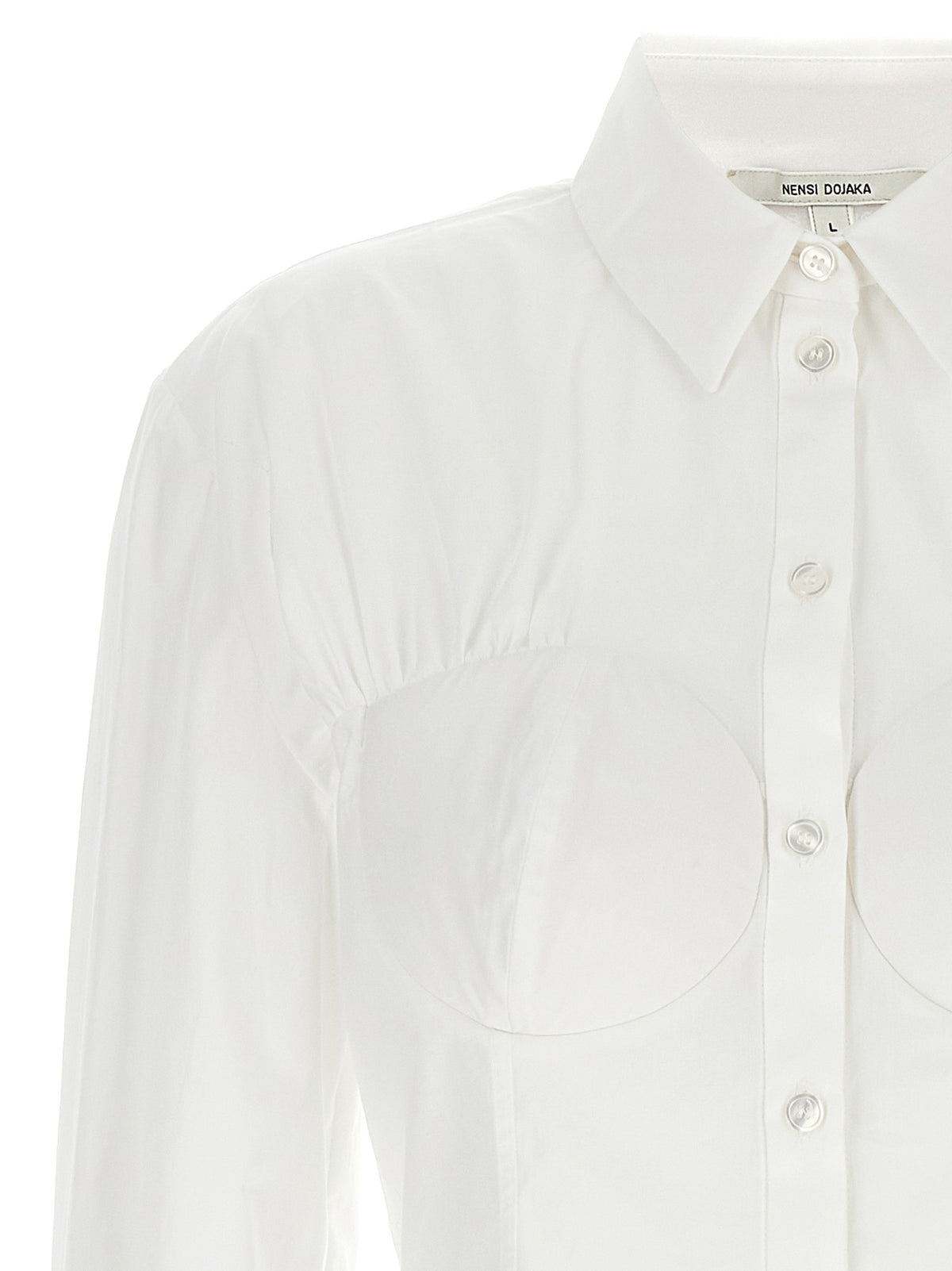 Nensi Dojaka White Cotton Blouse - Hybrid Design