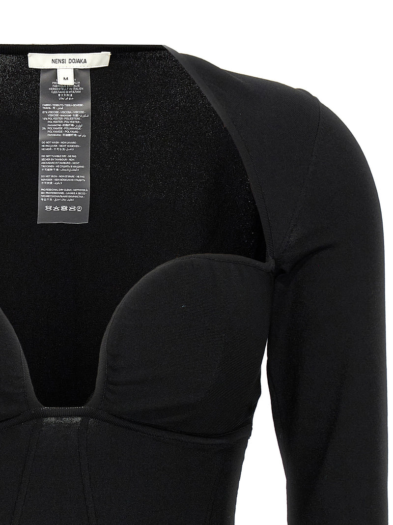Nensi Dojaka Black Viscose Bustier Tank Top