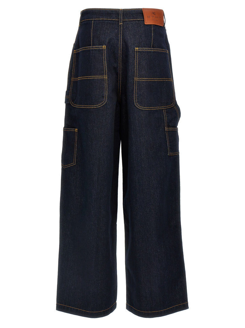 Etro Blue Sparkling Effect Cotton Jeans for Women