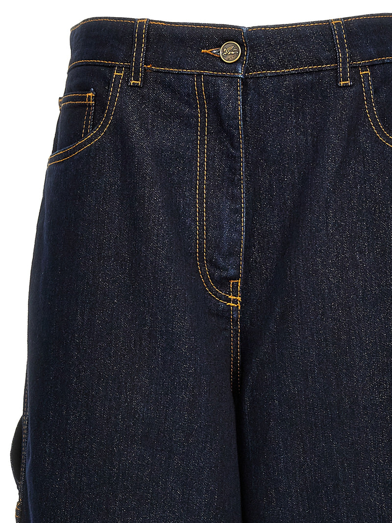 Etro Blue Sparkling Effect Cotton Jeans for Women