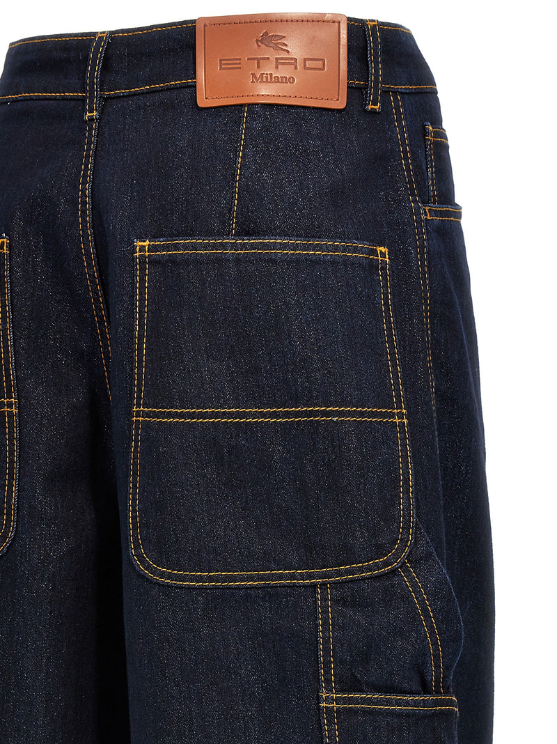 Etro Blue Sparkling Effect Cotton Jeans for Women