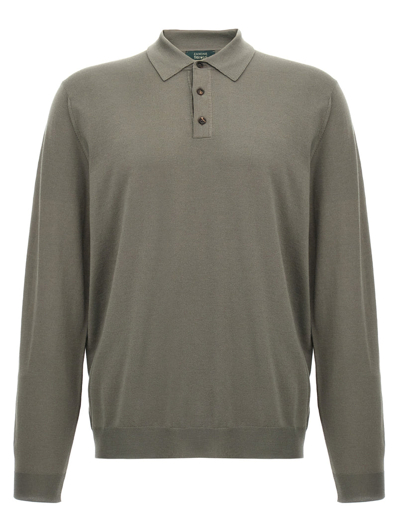 ZANONE Gray Virgin Wool Polo Shirt - Timeless Elegance