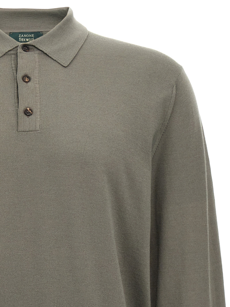 ZANONE Gray Virgin Wool Polo Shirt - Timeless Elegance