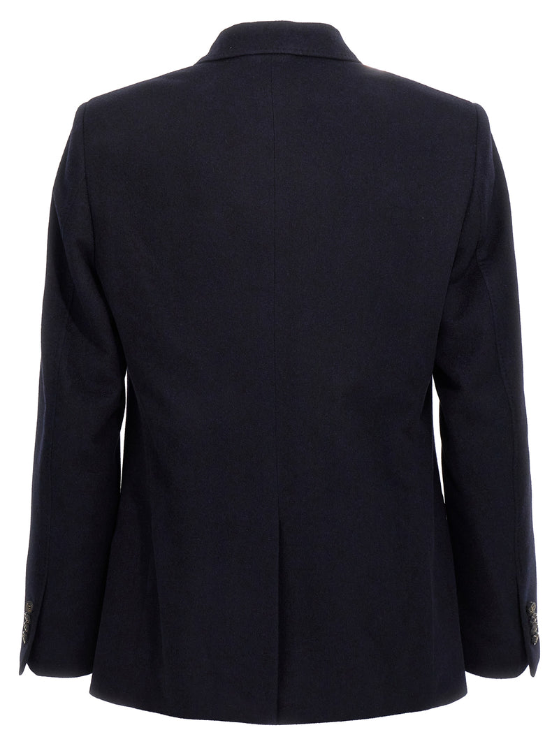 Etro Blue Cashmere Blazer - Decorative Basting Double-Breasted