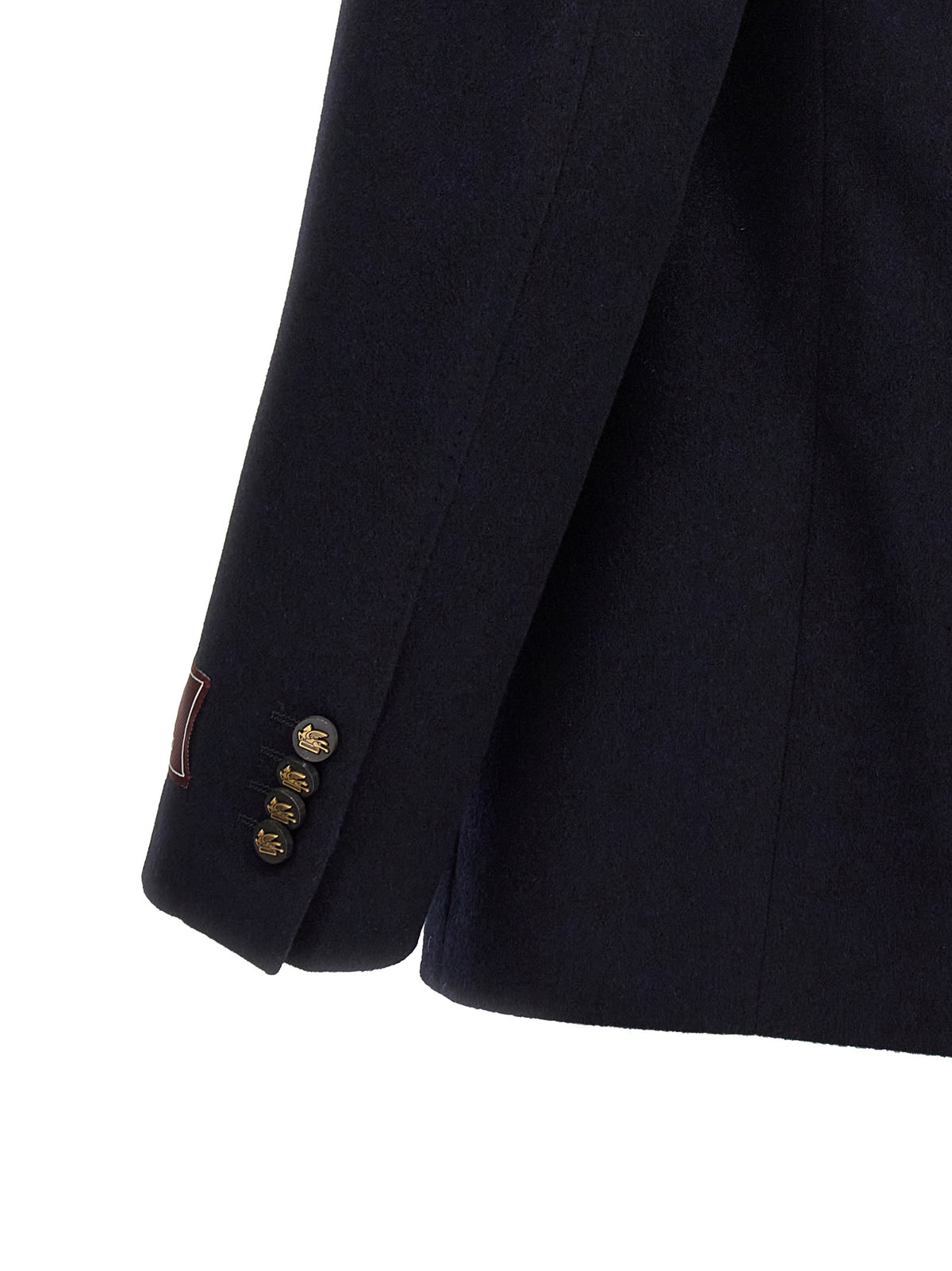 Etro Blue Cashmere Blazer - Decorative Basting Double-Breasted