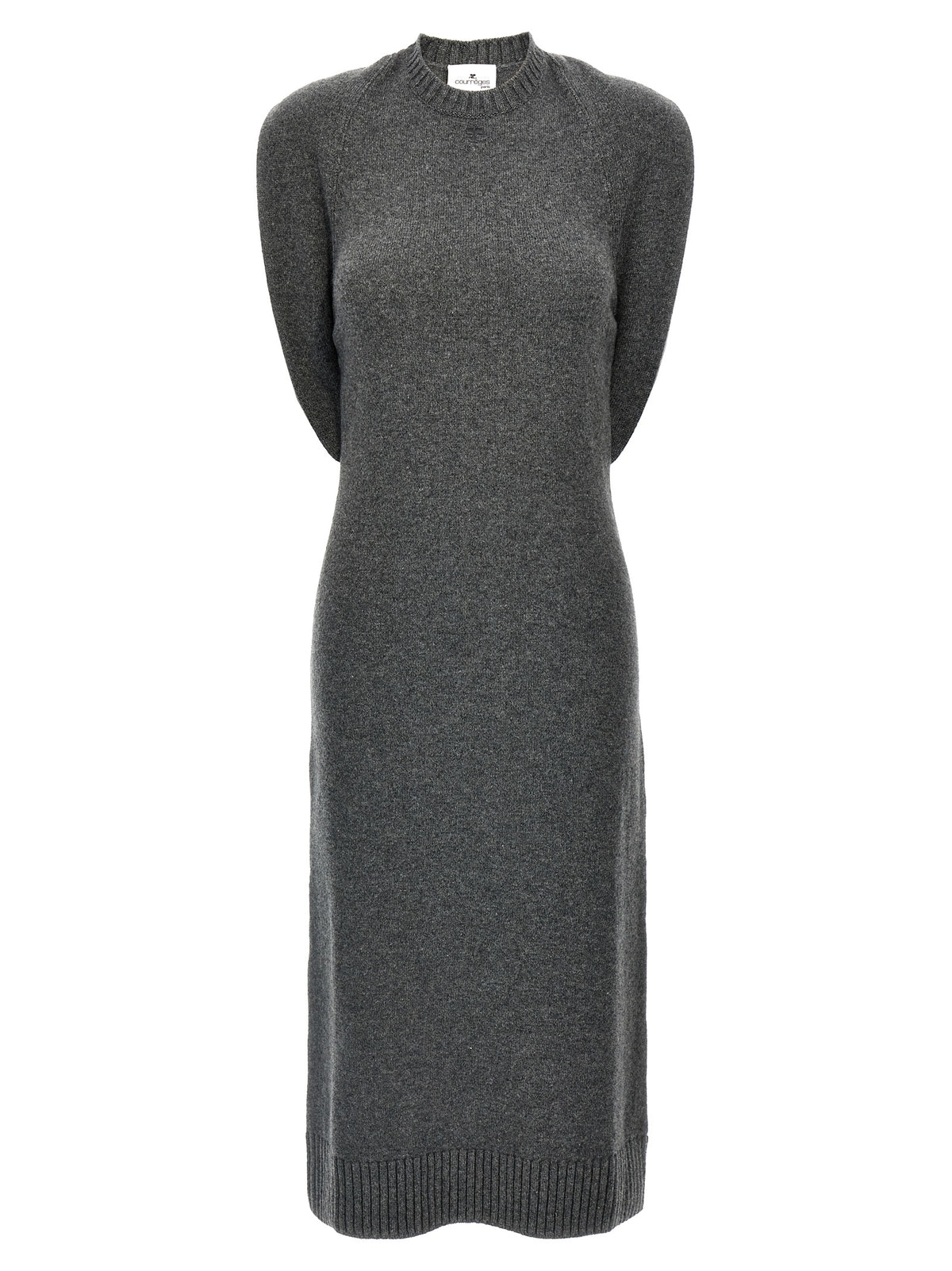 Courrèges Gray Wool Midi Dress - Over The Shoulder Drapé
