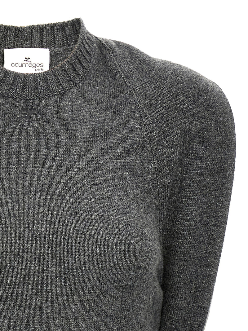 Courrèges Gray Wool Midi Dress - Over The Shoulder Drapé