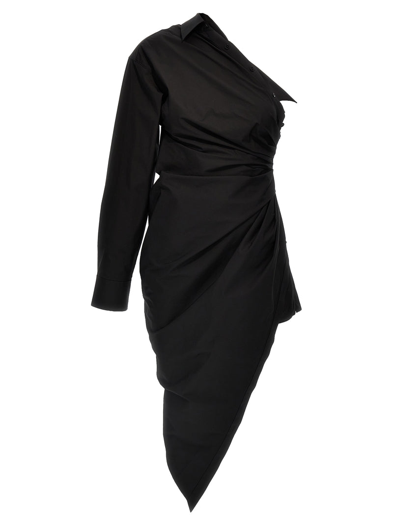Alexander Wang Black Cotton Asymmetrical Short Dress