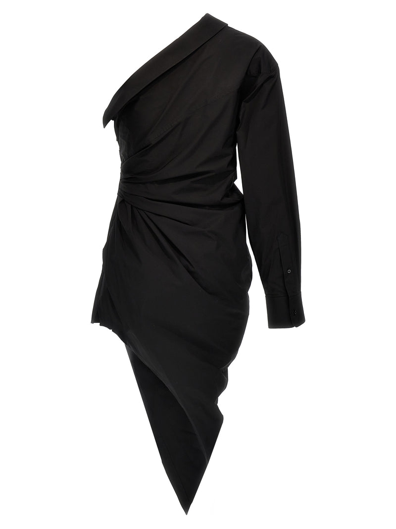 Alexander Wang Black Cotton Asymmetrical Short Dress