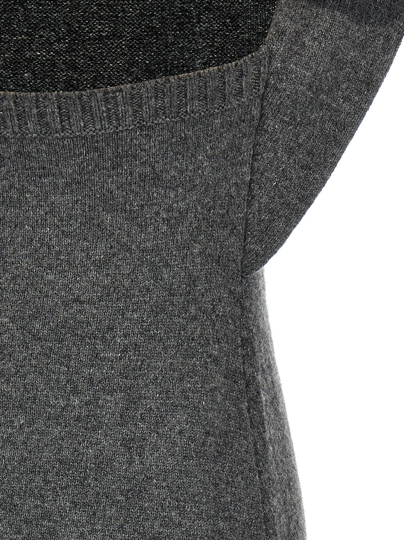 Courrèges Gray Wool Midi Dress - Over The Shoulder Drapé