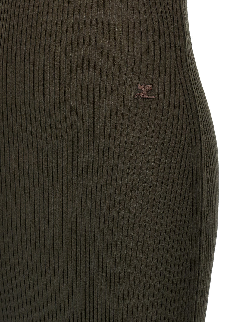 Courrèges Brown Viscose Long Dress - Chic Elegance