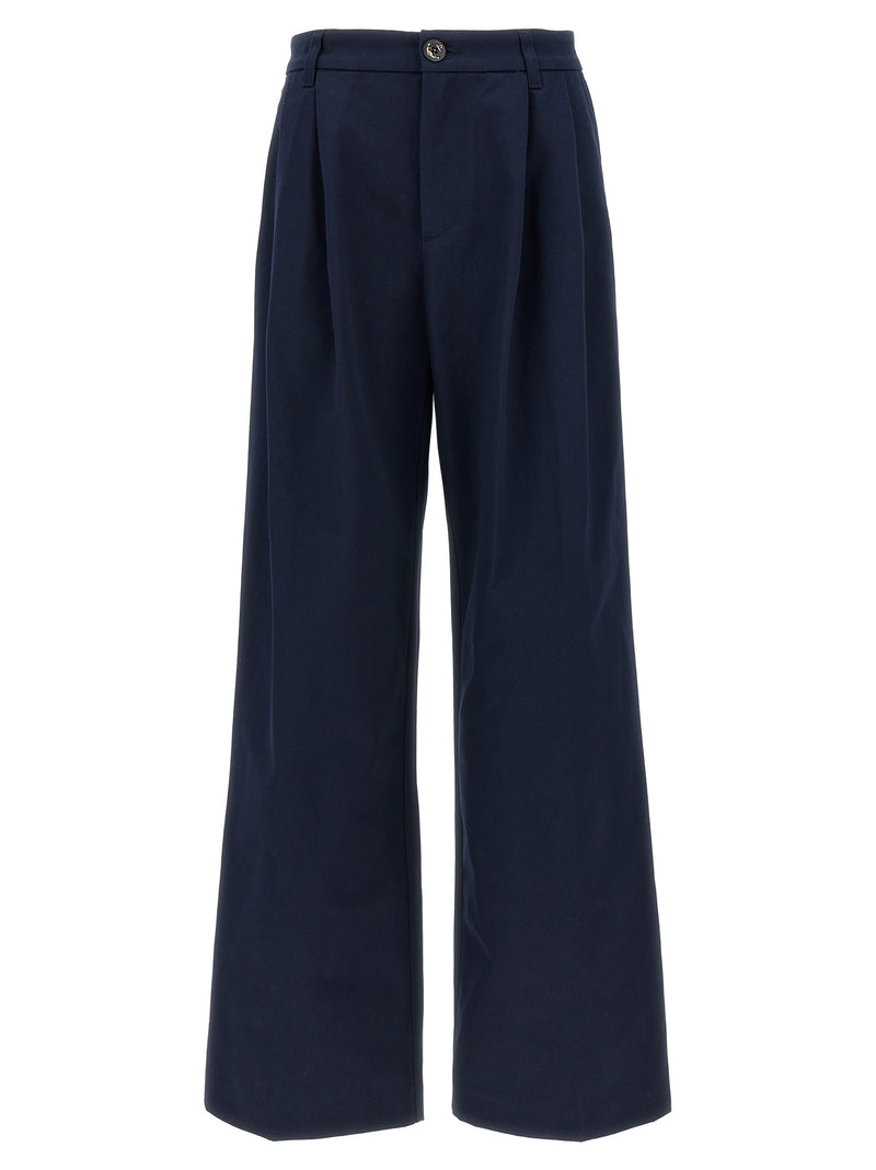 Fortela Lerida Blue Cotton Casual Pants for Women