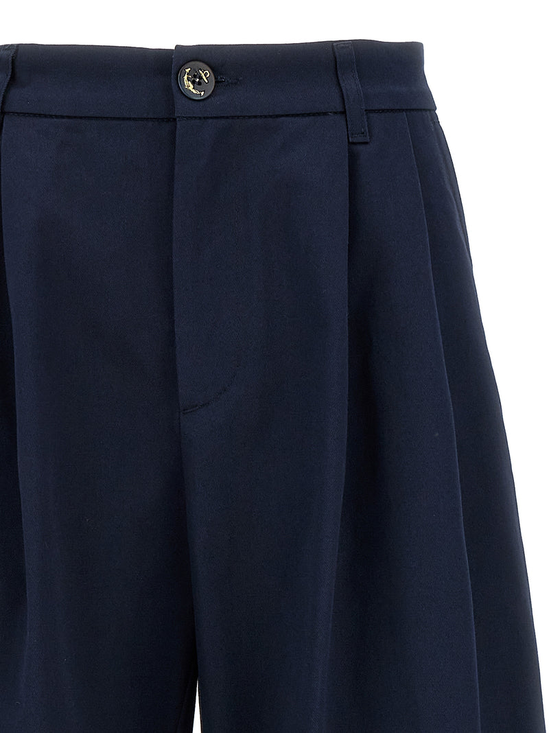 Fortela Lerida Blue Cotton Casual Pants for Women