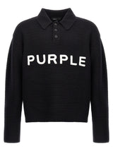 PURPLE Black Wool Cardigan for Men