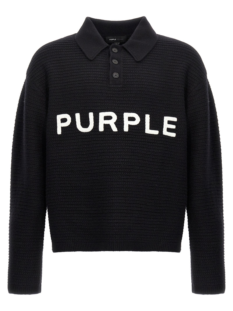 PURPLE Black Wool Cardigan for Men