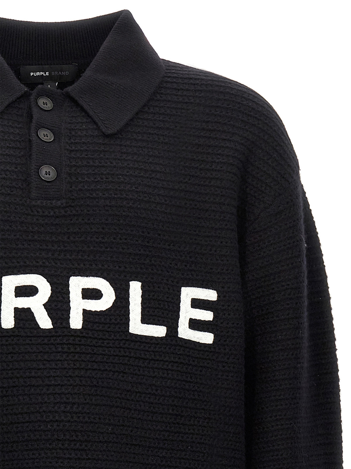 PURPLE Black Wool Cardigan for Men