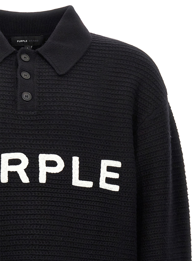 PURPLE Black Wool Cardigan for Men