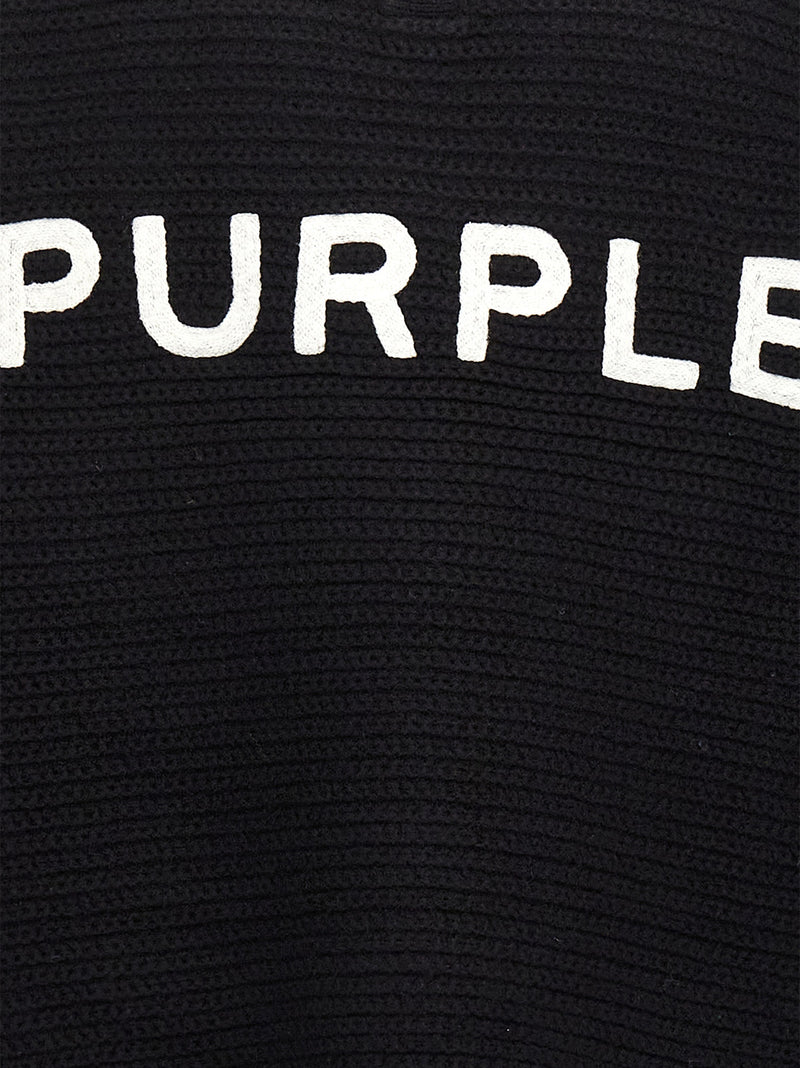 PURPLE Black Wool Cardigan for Men