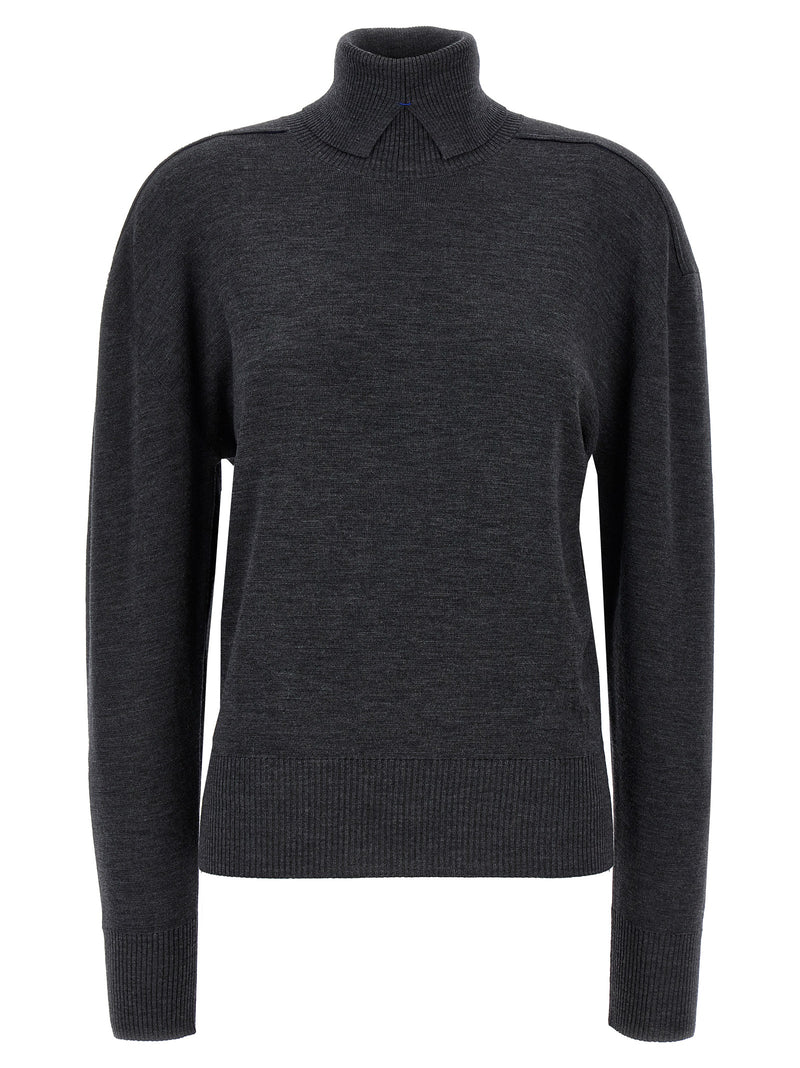 Burberry Gray Wool Cardigan - Elegant High Neck Design