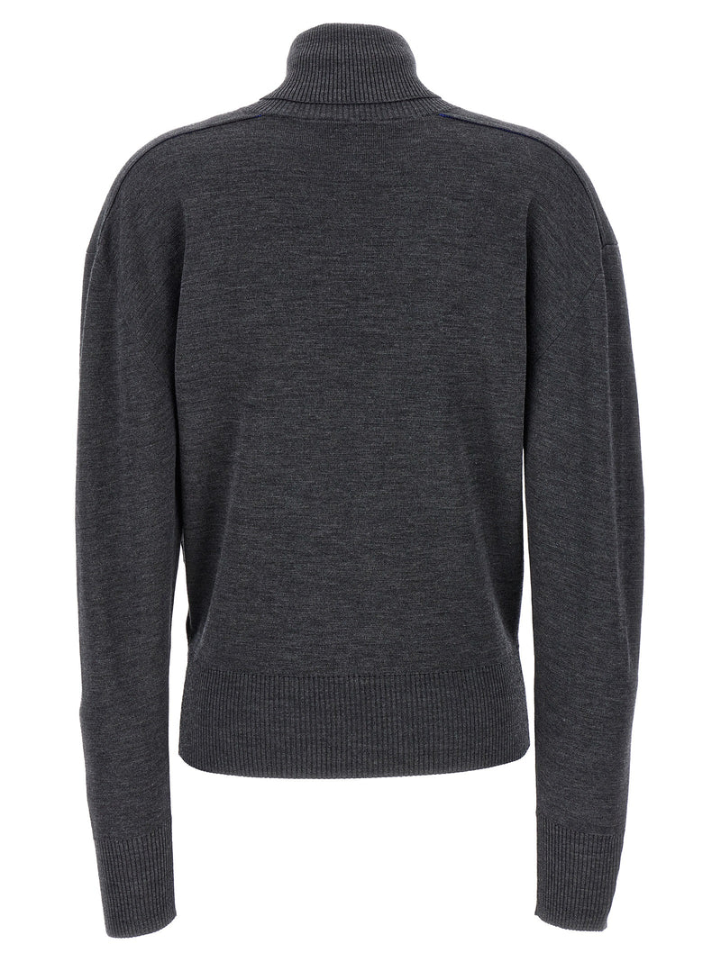 Burberry Gray Wool Cardigan - Elegant High Neck Design