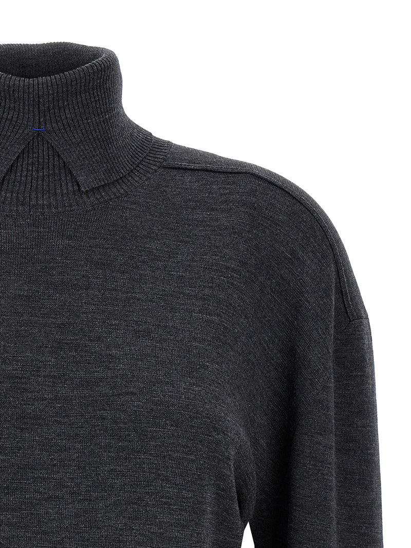 Burberry Gray Wool Cardigan - Elegant High Neck Design