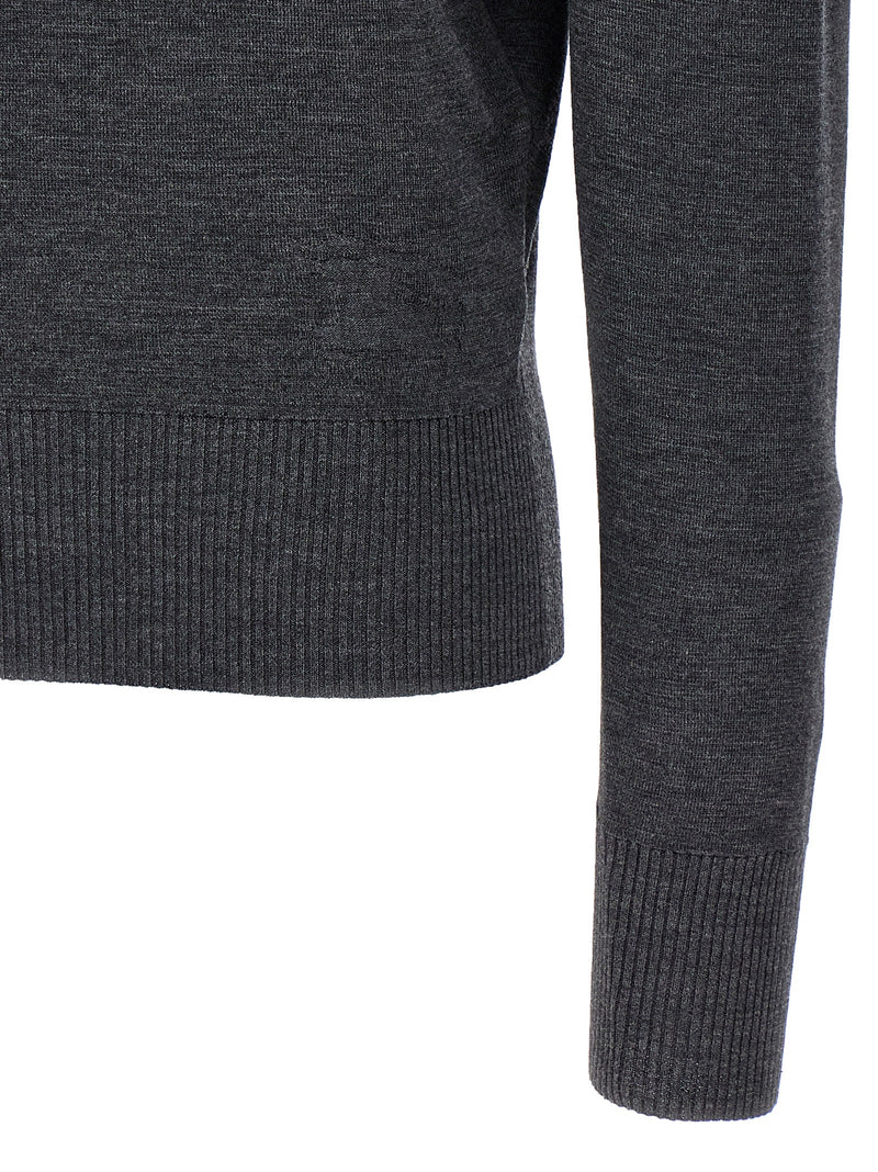 Burberry Gray Wool Cardigan - Elegant High Neck Design