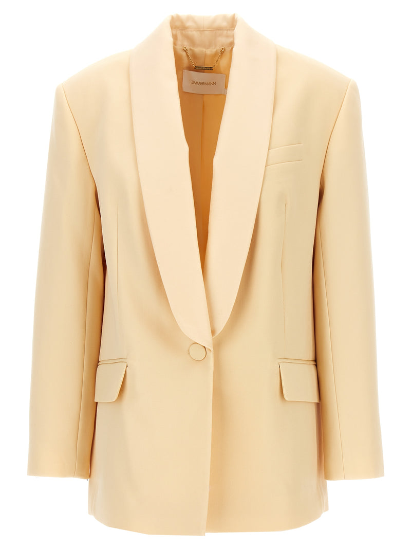 Zimmermann Beige Wool Blazer - Elegant Shawl Tux Jacket