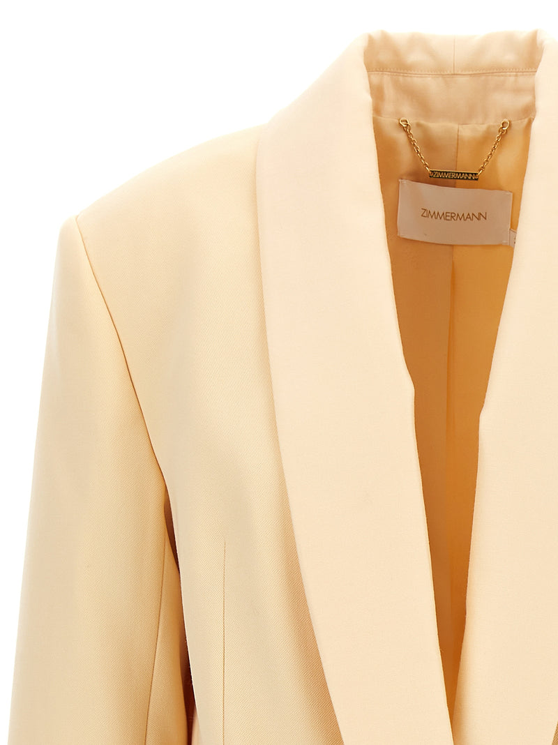 Zimmermann Beige Wool Blazer - Elegant Shawl Tux Jacket