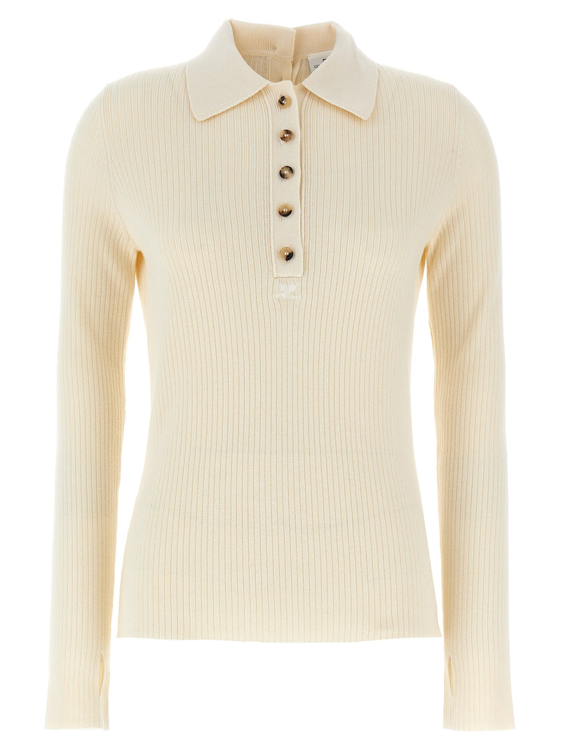Courrèges White Cotton Cardigan - Timeless Elegance