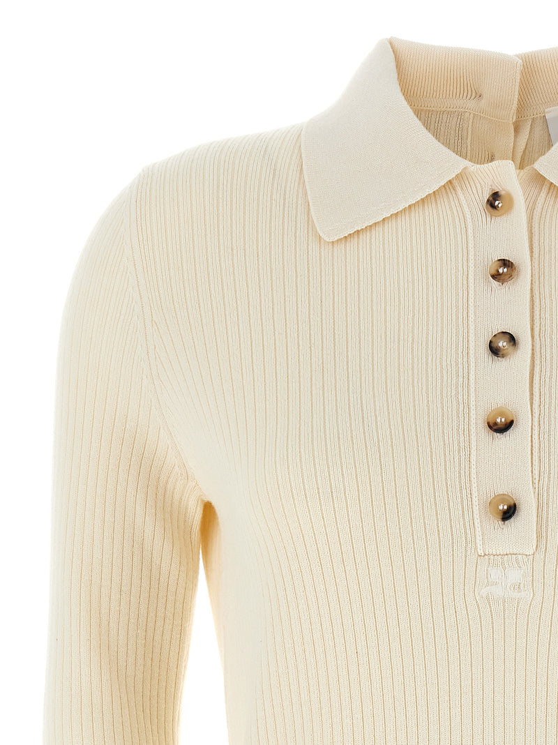 Courrèges White Cotton Cardigan - Timeless Elegance