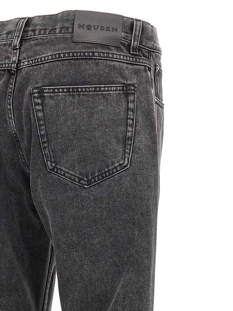 Alexander McQueen Black Cotton Straight-Leg Jeans for Men