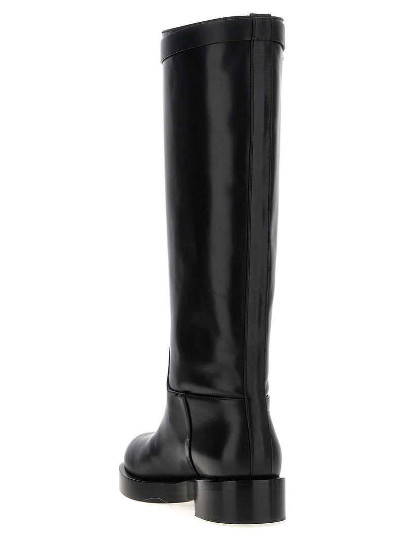 MACH & MACH Black Calfskin Over The Knee Boots