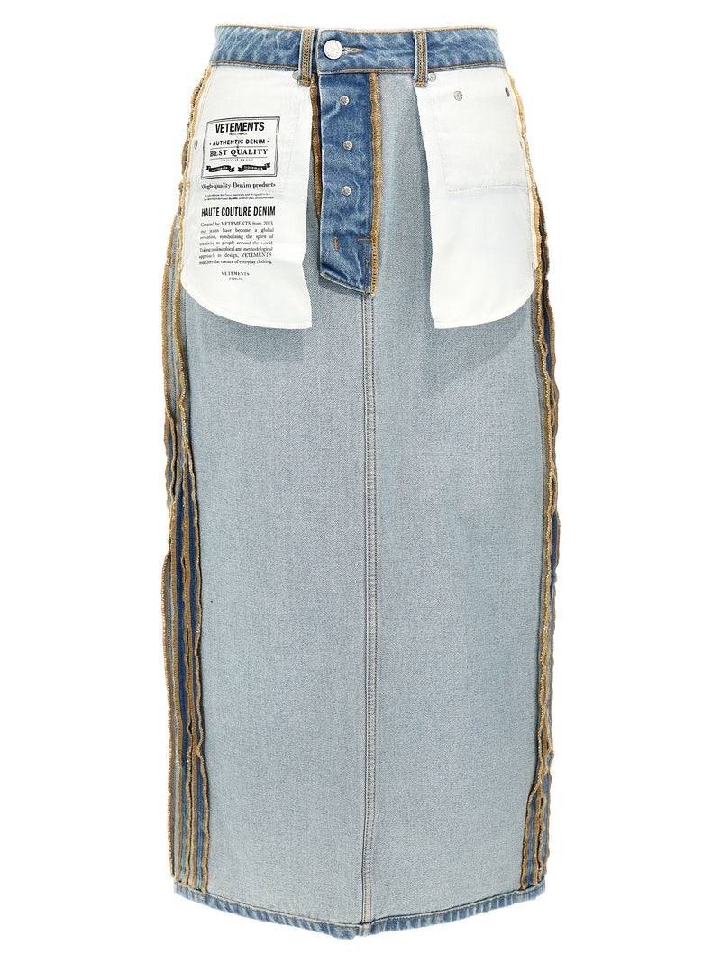 Vetements Blue Cotton Mini Skirt - Inside-Out Design