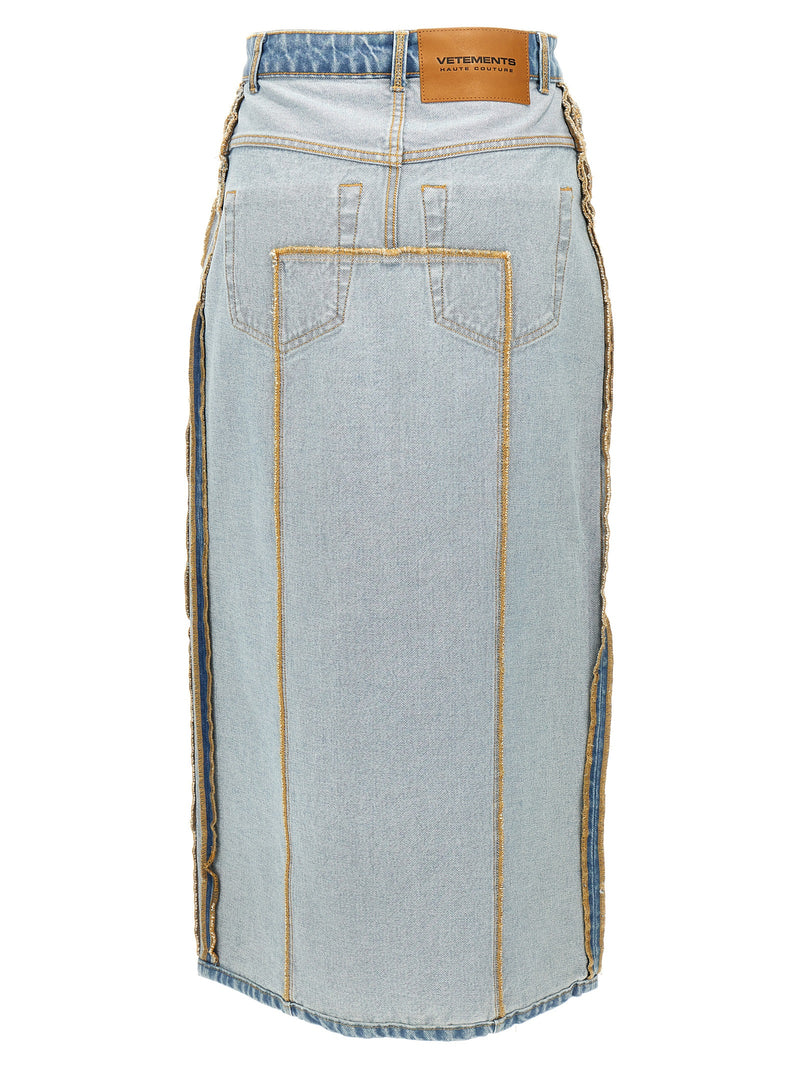 Vetements Blue Cotton Mini Skirt - Inside-Out Design